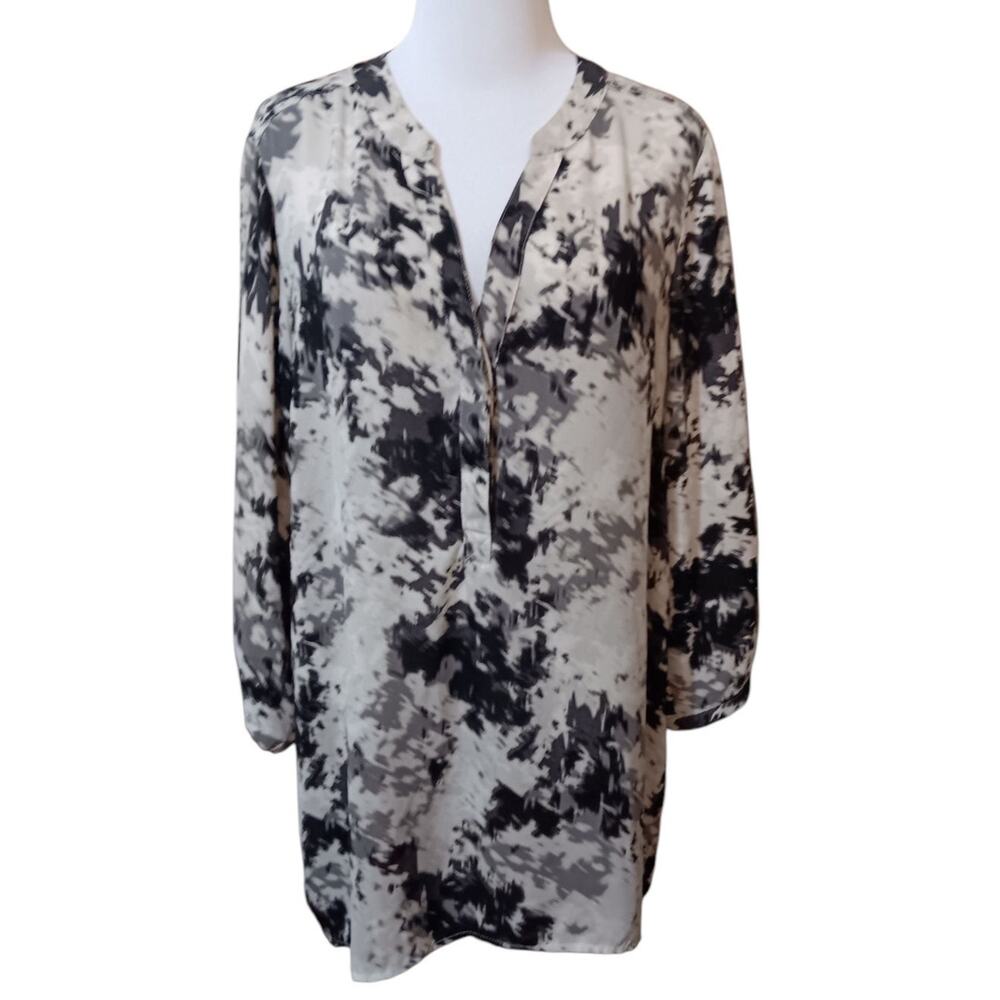 ROSE & OLIVE Long Tunic Top Blouse 1X Artsy Career‎ Office Special Event V-Neck